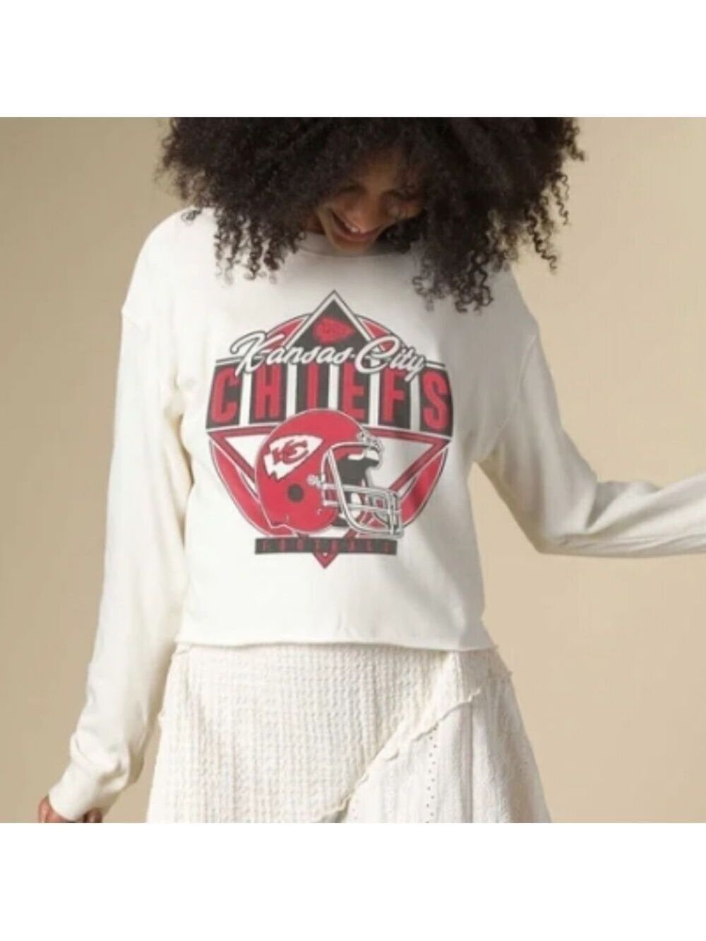 3216 Junk Food Kansas City Chiefs Crop Sweatshirt NWT XS NFL Graphic Fleece